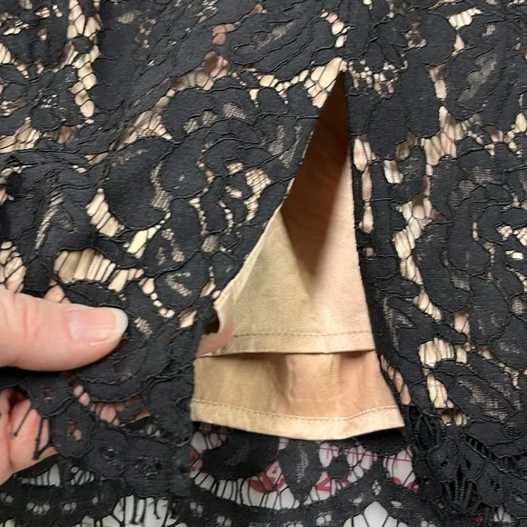 ELIZA J Cocktail/Wedding Floral Black Lace Off Shoulder Flutter SLV Sheath 10 - Picture 10 of 16